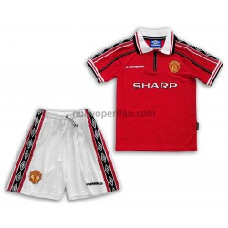 Maglie da Calcio Manchester United Retro Bambino Prima Tenuta 1998-1999 Maniche Corte