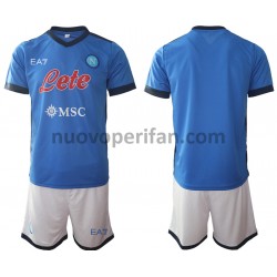 Maglie da Calcio SSC Napoli Bambino Prima Tenuta 2021-2022 Maniche Corte