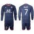 Maglie da Calcio Paris Saint-Germain Mbappé 7 Bambino Prima Tenuta 2021-2022 Maniche Lunghe