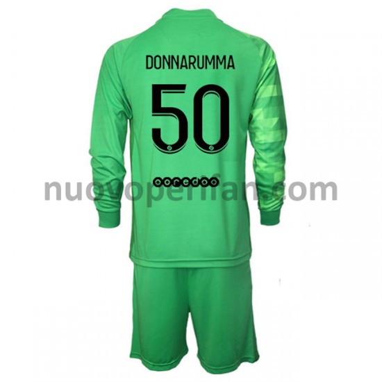Maglie da Calcio Paris Saint-Germain Portiere Gianluigi Donnarumma 50 Bambino Alternativa Tenuta 2021-2022 Maniche Lunghe