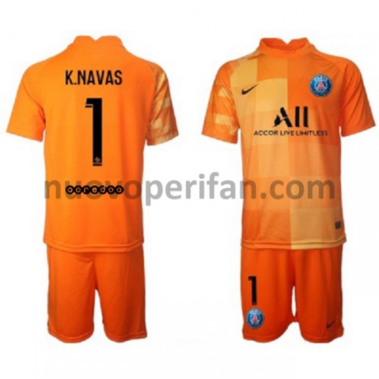 Maglie da Calcio Paris Saint-Germain Portiere Keylor Navas 1 Bambino Prima Tenuta 2021-2022 Maniche Corte