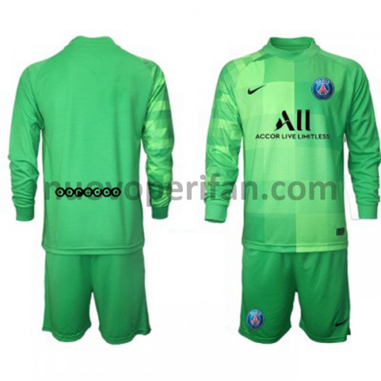 Maglie da Calcio Paris Saint-Germain Portiere Bambino Alternativa Tenuta 2021-2022 Maniche Lunghe