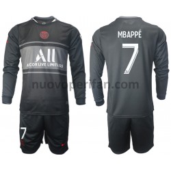 Maglie da Calcio Paris Saint-Germain Kylian Mbappé 7 Bambino Alternativa Tenuta 2021-2022 Maniche Lunghe