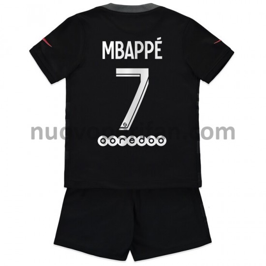 Maglie da Calcio Paris Saint-Germain Kylian Mbappé 7 Bambino Alternativa Tenuta 2021-2022 Maniche Corte