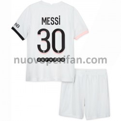 Maglie da Calcio Paris Saint-Germain Lionel Messi 30 Bambino Trasferta Tenuta 2021-2022 Maniche Corte