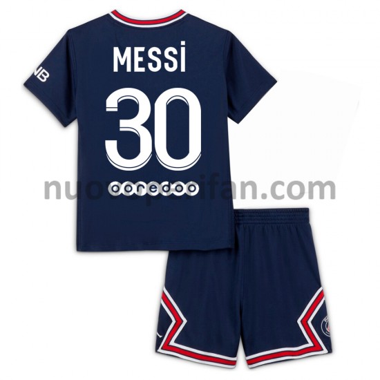 Maglie da Calcio Paris Saint-Germain Lionel Messi 30 Bambino Prima Tenuta 2021-2022 Maniche Corte