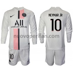 Maglie da Calcio Paris Saint-Germain Neymar JR 10 Bambino Trasferta Tenuta 2021-2022 Maniche Lunghe