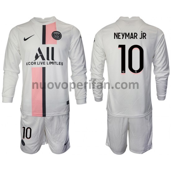 Maglie da Calcio Paris Saint-Germain Neymar JR 10 Bambino Trasferta Tenuta 2021-2022 Maniche Lunghe