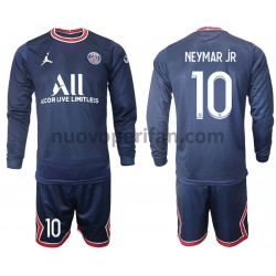 Maglie da Calcio Paris Saint-Germain Neymar JR 10 Bambino Prima Tenuta 2021-2022 Maniche Lunghe