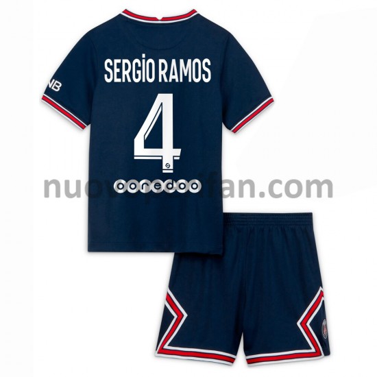 Maglie da Calcio Paris Saint-Germain Sergio Ramos 4 Bambino Prima Tenuta 2021-2022 Maniche Corte
