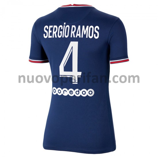 Maglie da Calcio Paris Saint-Germain Sergio Ramos 4 Donna Prima Tenuta 2021-2022 Maniche Corte
