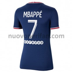 Maglie da Calcio Paris Saint-Germain Kylian Mbappé 7 Donna Prima Tenuta 2021-2022 Maniche Corte
