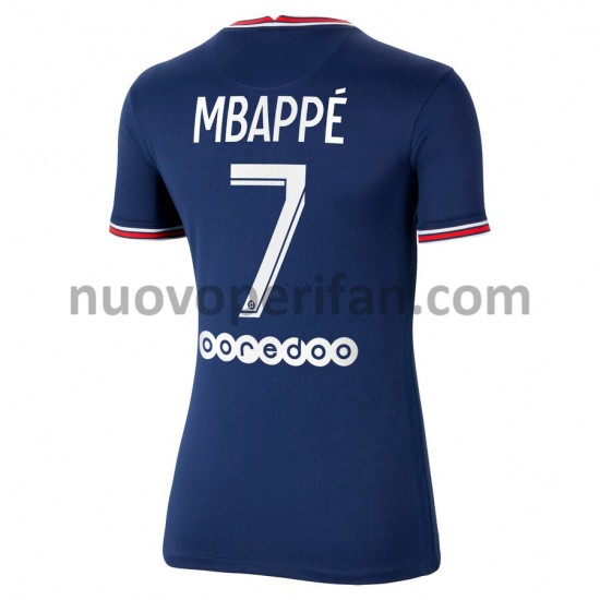 Maglie da Calcio Paris Saint-Germain Kylian Mbappé 7 Donna Prima Tenuta 2021-2022 Maniche Corte