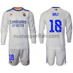 Maglie da Calcio Real Madrid Bale 18 Bambino Prima Tenuta 2021-2022 Maniche Lunghe