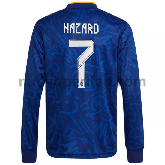 Maglie da Calcio Real Madrid Eden Hazard 7 Trasferta Tenuta 2021-2022 Maniche Lunghe