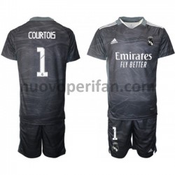 Maglie da Calcio Real Madrid Portiere Thibaut Courtois 1 Bambino Prima Tenuta 2021-2022 Maniche Corte