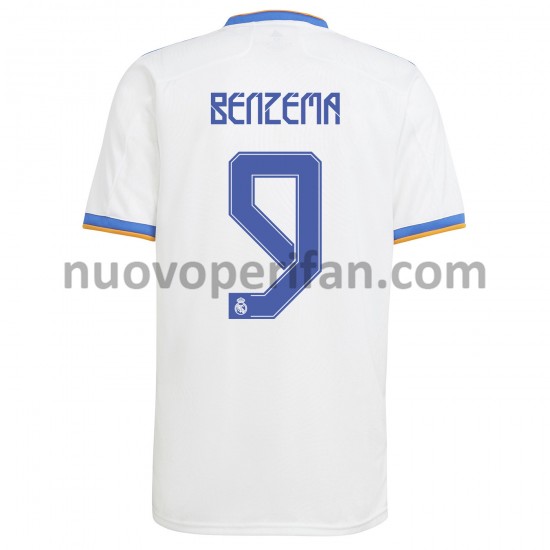 Maglie da Calcio Real Madrid Karim Benzema 9 Prima Tenuta 2021-2022 Maniche Corte