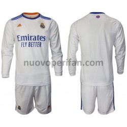 Maglie da Calcio Real Madrid Bambino Prima Tenuta 2021-2022 Maniche Lunghe