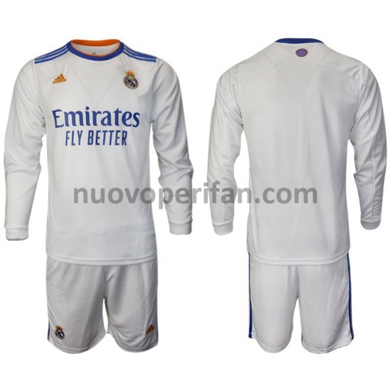 Maglie da Calcio Real Madrid Bambino Prima Tenuta 2021-2022 Maniche Lunghe