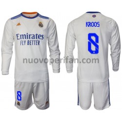 Maglie da Calcio Real Madrid Kroos 8 Bambino Prima Tenuta 2021-2022 Maniche Lunghe