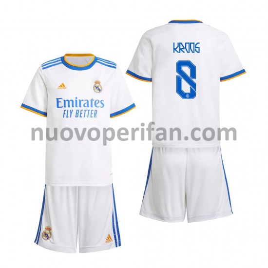 Maglie da Calcio Real Madrid Toni Kroos 8 Bambino Prima Tenuta 2021-2022 Maniche Corte