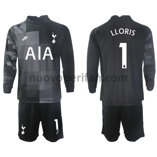 Maglie da Calcio Tottenham Hotspur Hugo Lloris 1 Portiere Bambino Trasferta Tenuta 2021-2022 Maniche Lunghe