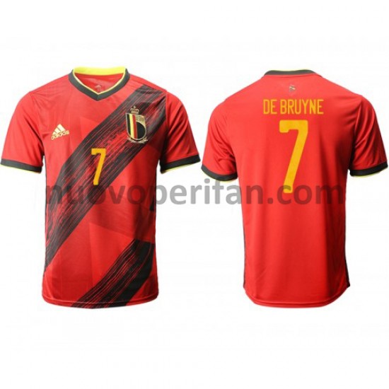 Maglie da Calcio Belgio De Bruyne 7 Prima Tenuta Euro 2020 Maniche Corte