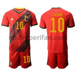 Maglie da Calcio Belgio Eden Hazard 10 Bambino Prima Tenuta Euro 2020 Maniche Corte