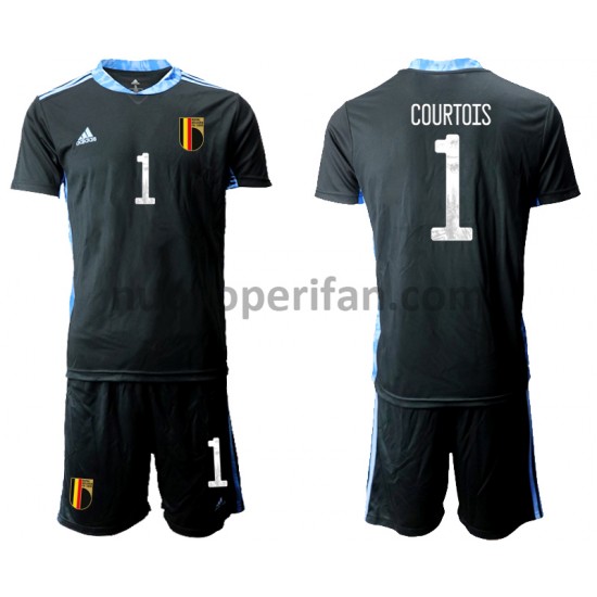 Maglie da Calcio Belgio Portiere Thibaut Courtois 1 Bambino Prima Tenuta Euro 2020 Maniche Corte