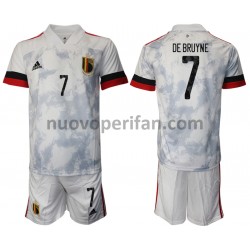 Maglie da Calcio Belgio Kevin De Bruyne 7 Bambino Trasferta Tenuta Euro 2020 Maniche Corte