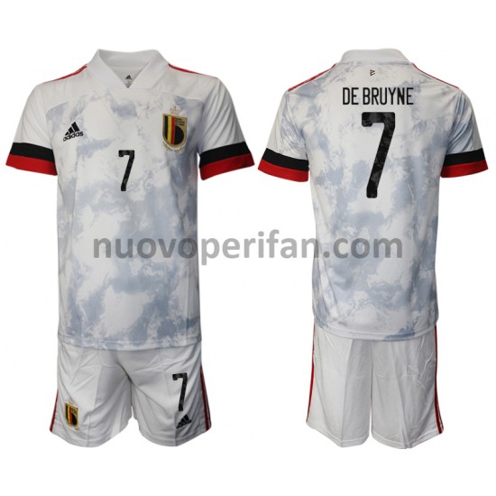 Maglie da Calcio Belgio Kevin De Bruyne 7 Bambino Trasferta Tenuta Euro 2020 Maniche Corte