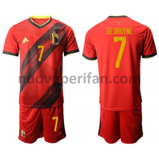 Maglie da Calcio Belgio Kevin De Bruyne 7 Bambino Prima Tenuta Euro 2020 Maniche Corte