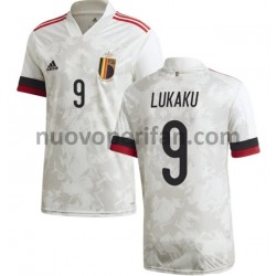 Maglie da Calcio Belgio Romelu Lukaku 9 Trasferta Tenuta Euro 2020 Maniche Corte
