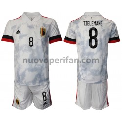 Maglie da Calcio Belgio Youri Tielemans 8 Bambino Trasferta Tenuta Euro 2020 Maniche Corte