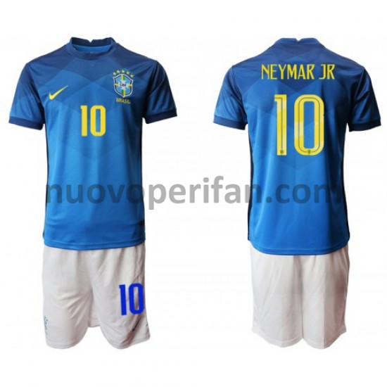 Maglie da Calcio Brasile Neymar JR 10 Bambino Trasferta Tenuta 2020-2021 Maniche Corte