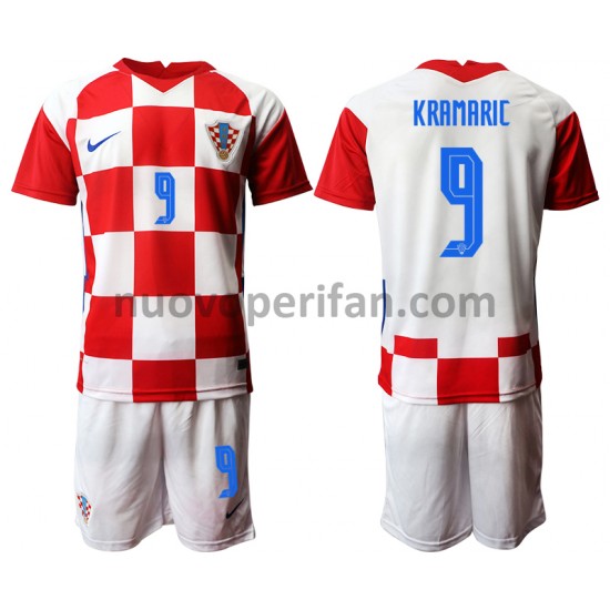 Maglie da Calcio Croazia Andrej Kramaric 9 Bambino Prima Tenuta Euro 2020 Maniche Corte