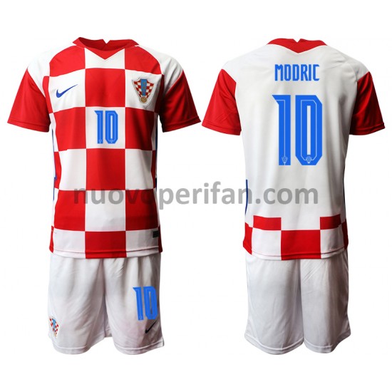 Maglie da Calcio Croazia Luka Modrić 10 Bambino Prima Tenuta Euro 2020 Maniche Corte
