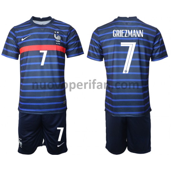 Maglie da Calcio Francia Antoine Griezmann 7 Bambino Prima Tenuta Euro 2020 Maniche Corte