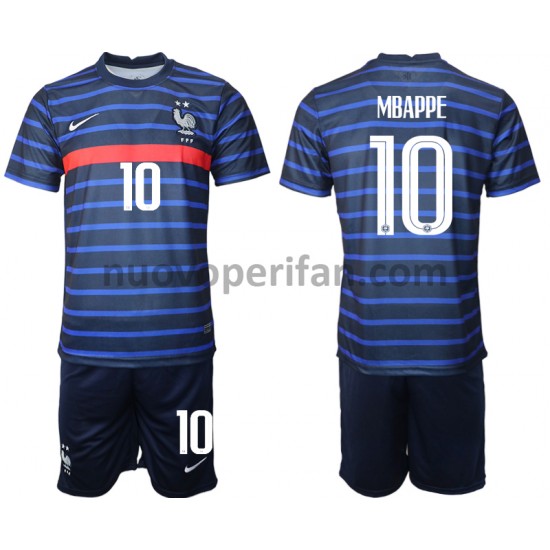 Maglie da Calcio Francia Kylian Mbappé 10 Bambino Prima Tenuta Euro 2020 Maniche Corte