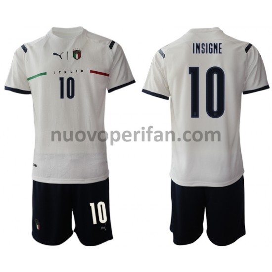 Maglie da Calcio Italia Lorenzo Insigne 10 Bambino Trasferta Tenuta 2021-2022 Maniche Corte