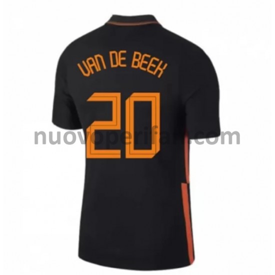 Maglie da Calcio Paesi Bassi Donny van de Beek 20 Trasferta Tenuta Euro 2020 Maniche Corte