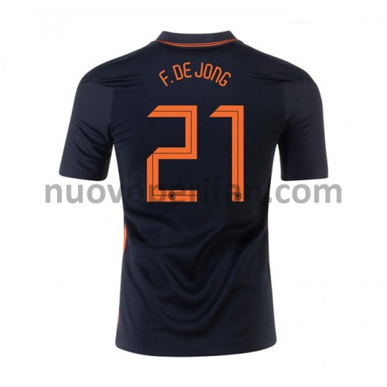 Maglie da Calcio Paesi Bassi Frenkie de Jong 21 Trasferta Tenuta Euro 2020 Maniche Corte