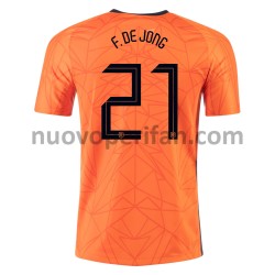 Maglie da Calcio Paesi Bassi Frenkie de Jong 21 Prima Tenuta Euro 2020 Maniche Corte