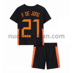 Maglie da Calcio Paesi Bassi Frenkie de Jong 21 Bambino Trasferta Tenuta Euro 2020 Maniche Corte