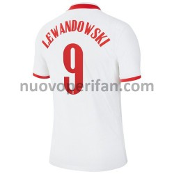 Maglie da Calcio Polonia Robert Lewandowski 9 Prima Tenuta Euro 2020 Maniche Corte
