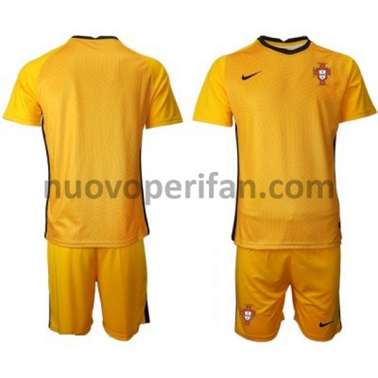 Maglie da Calcio Portogallo Portiere Bambino Trasferta Tenuta Euro 2020 Maniche Corte