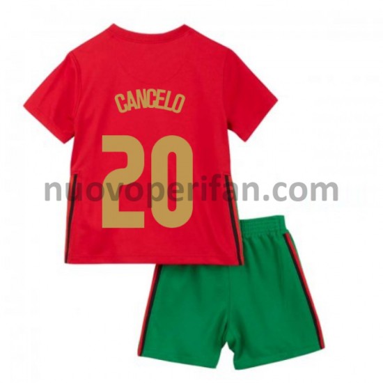 Maglie da Calcio Portogallo Joao Cancelo 20 Bambino Prima Tenuta Euro 2020 Maniche Corte