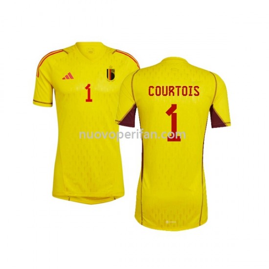 Maglie da Calcio Belgio Courtois 1 Portiere Uomo Trasferta Tenuta Mondiali 2022 Maniche Corte