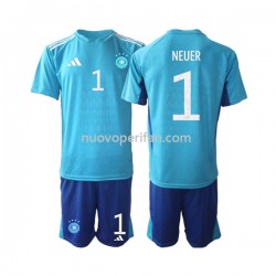 Maglie da Calcio Germania Manuel Neuer 1 Portiere Bambino Prima Tenuta Mondiali 2022 Maniche Corte