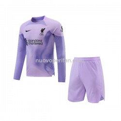 Maglie da Calcio Liverpool Portiere Bambino Prima Tenuta 2022-2023 Maniche Lunghe